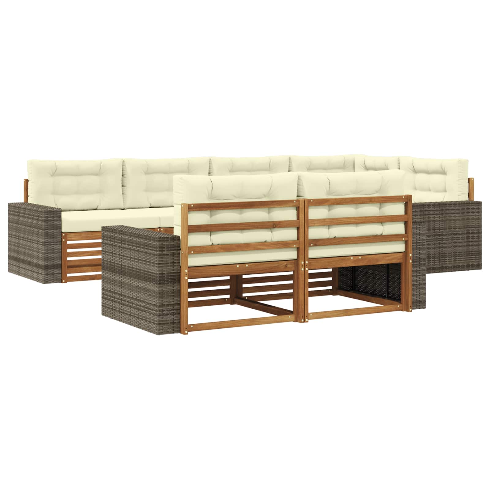 Outdoor-Sofagarnitur mit Kissen 7 pcs Natur und Creme