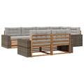 Outdoor-Sofagarnitur mit Kissen 7 pcs Natürlich und Hellgrau