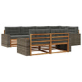 Outdoor-Sofagarnitur mit Kissen 7 pcs Natur und Anthrazit
