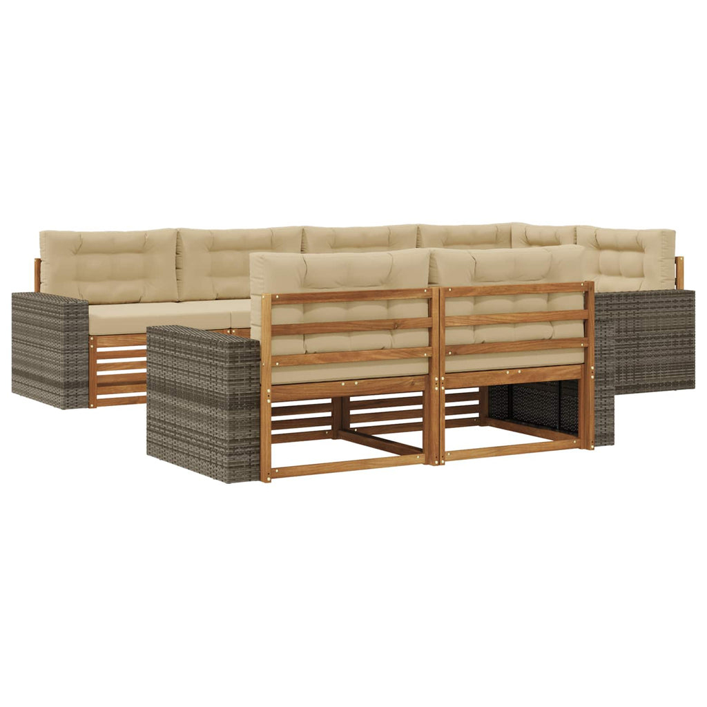 Outdoor-Sofagarnitur mit Kissen 7 pcs Natur und Beige