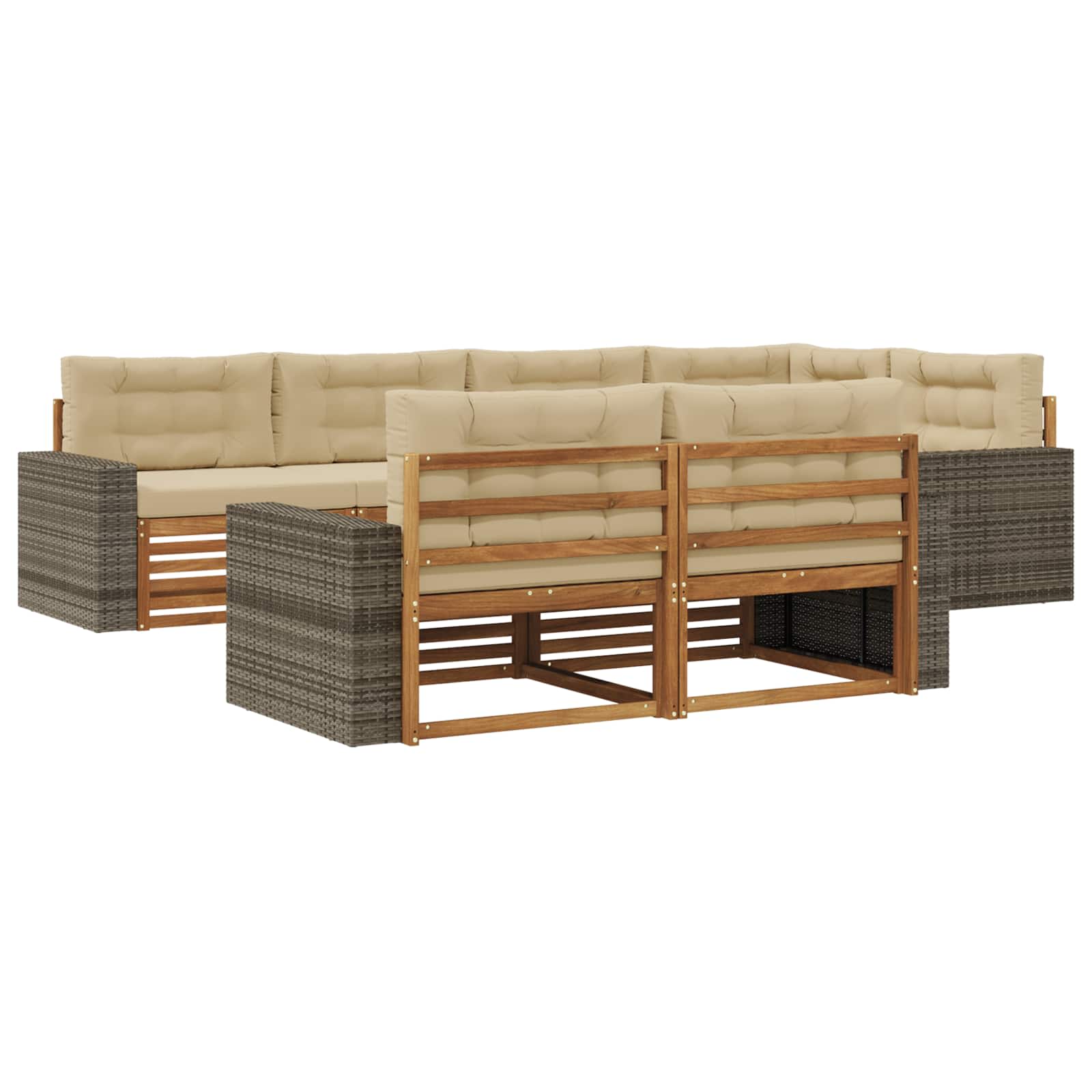 Outdoor-Sofagarnitur mit Kissen 7 pcs Natur und Beige
