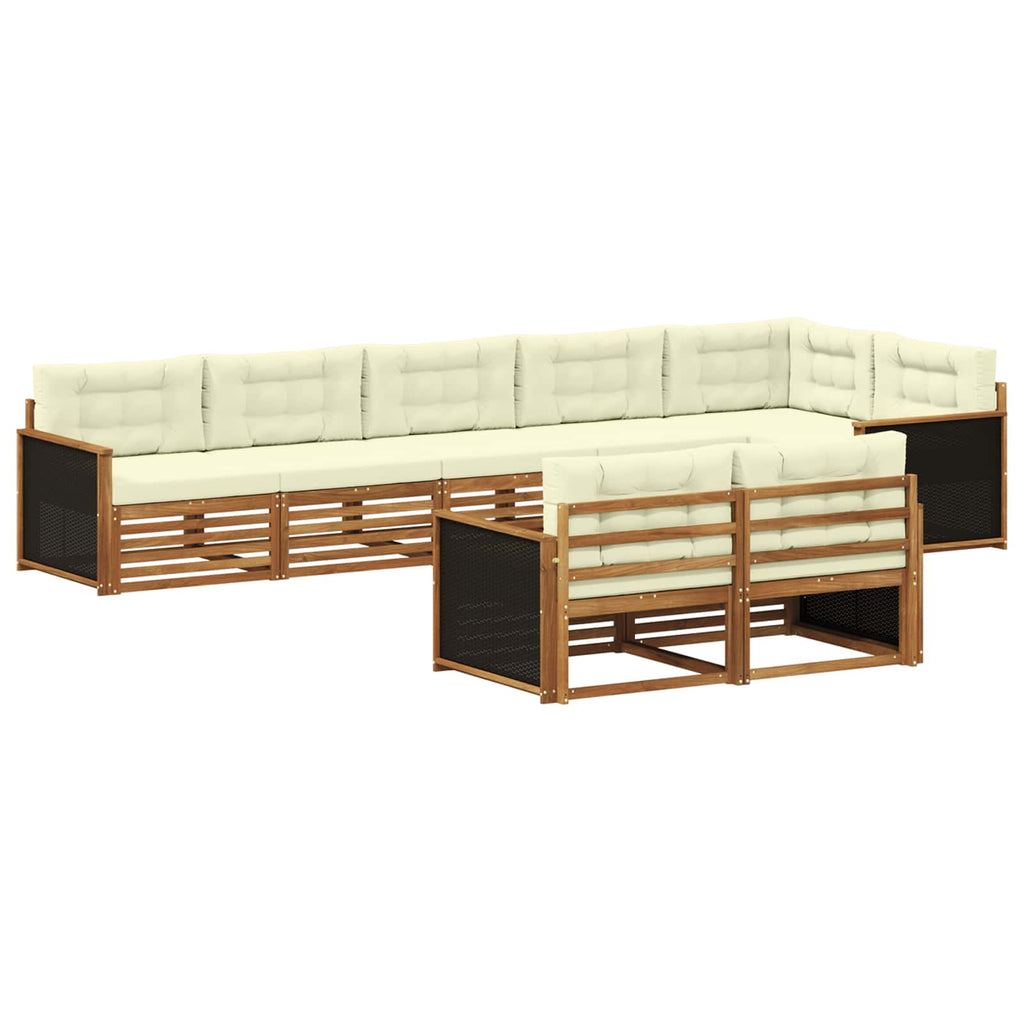 Outdoor-Sofagarnitur mit Kissen 8 pcs Natur und Creme