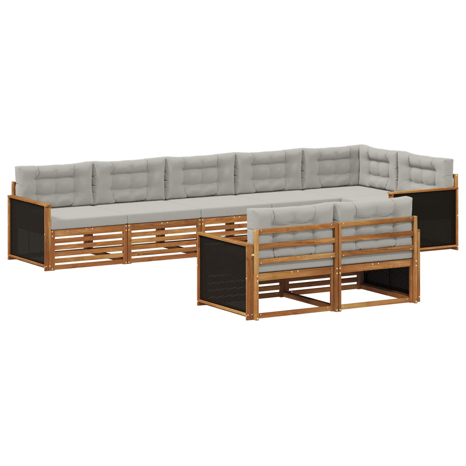 Outdoor-Sofagarnitur mit Kissen 8 pcs Natürlich und Hellgrau