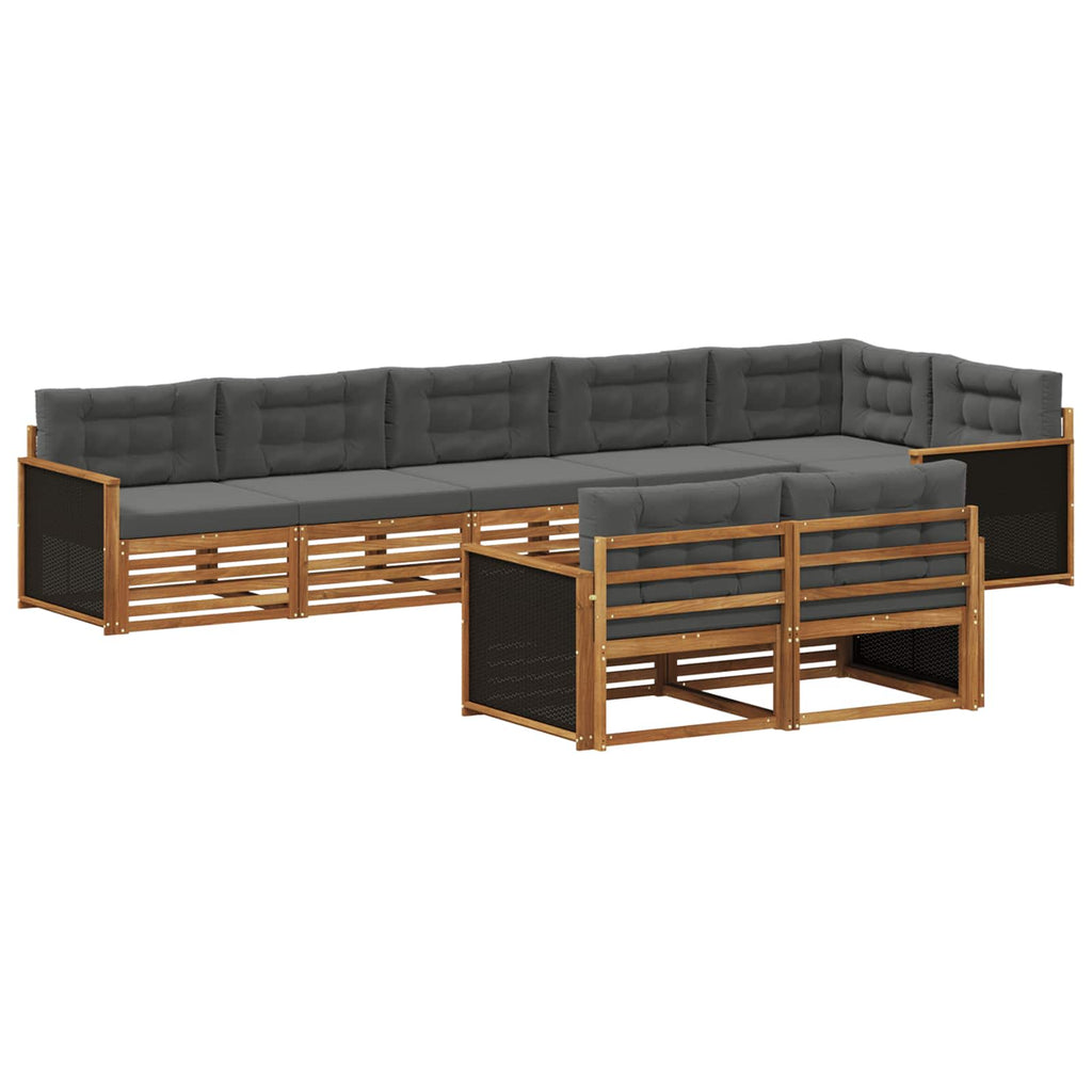 Outdoor-Sofagarnitur mit Kissen 8 pcs Natur und Anthrazit