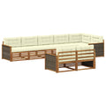 Outdoor-Sofagarnitur mit Kissen 8 pcs Natur und Creme