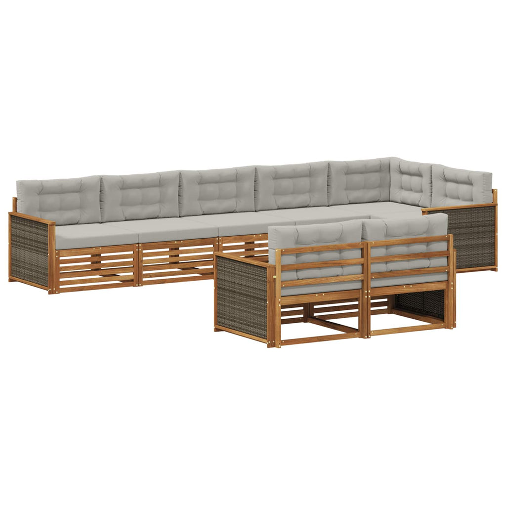 Outdoor-Sofagarnitur mit Kissen 8 pcs Natürlich und Hellgrau
