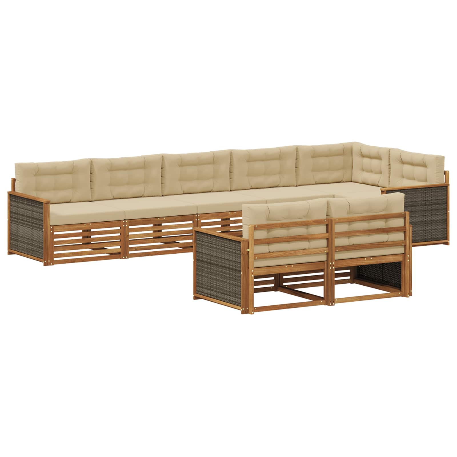 Outdoor-Sofagarnitur mit Kissen 8 pcs Natur und Beige