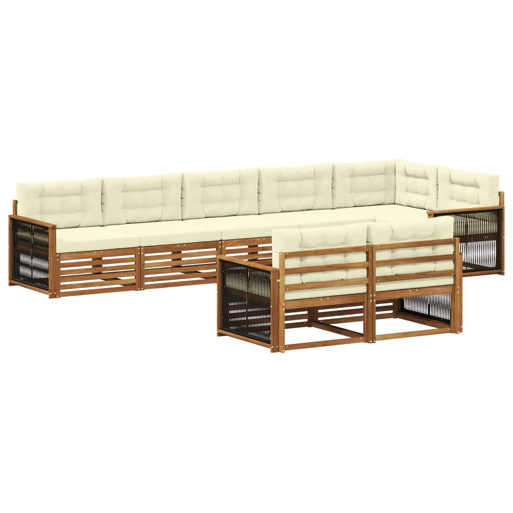 Outdoor-Sofagarnitur mit Kissen 8 pcs Natur und Creme