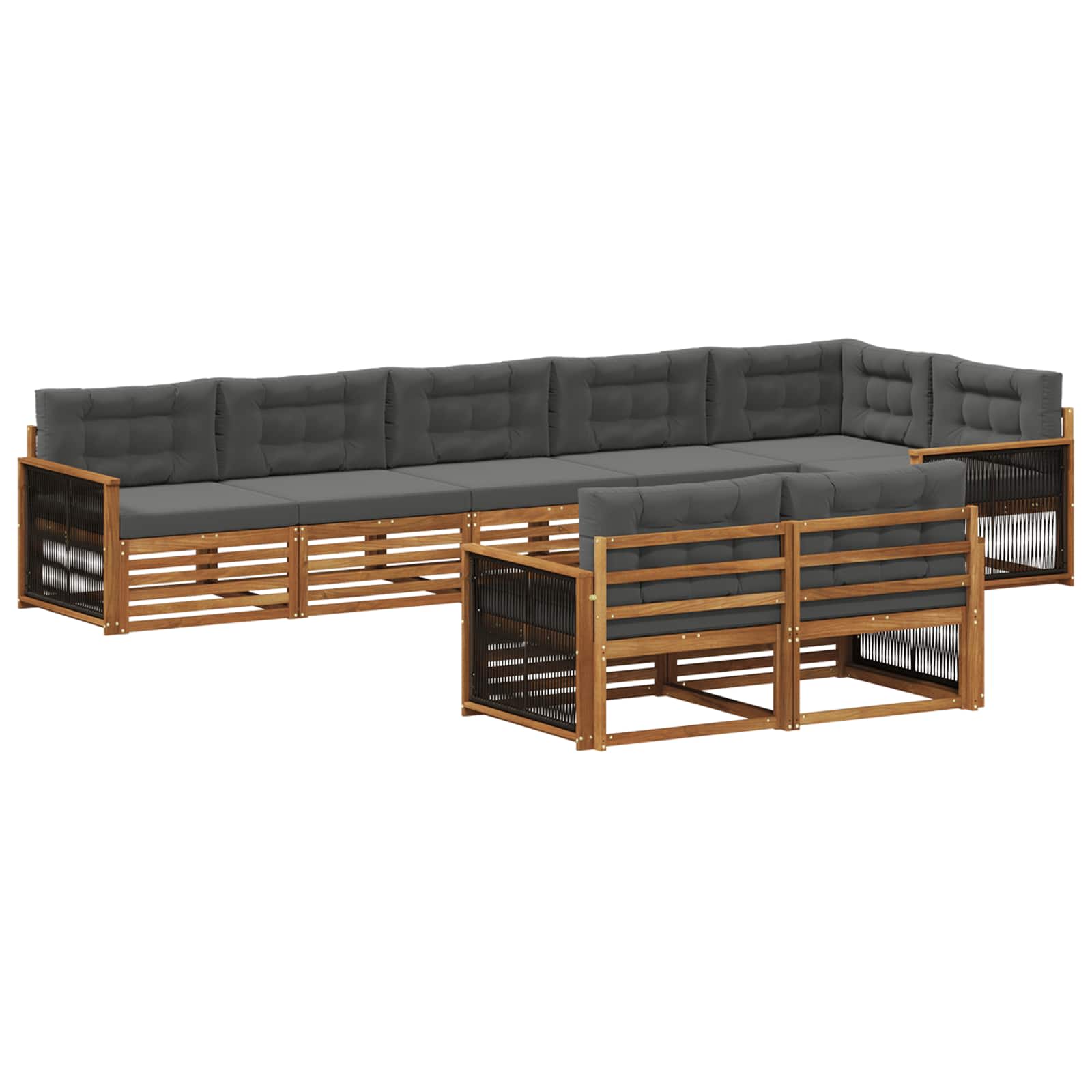 Outdoor-Sofagarnitur mit Kissen 8 pcs Natur und Anthrazit