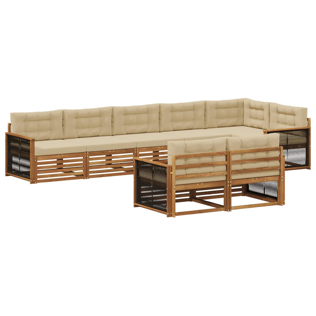 Outdoor-Sofagarnitur mit Kissen 8 pcs Natur und Beige