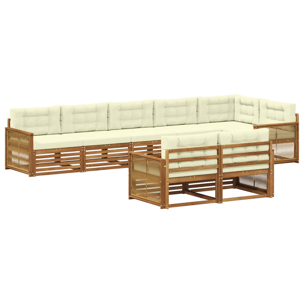 Outdoor-Sofagarnitur mit Kissen 8 pcs Natur und Creme