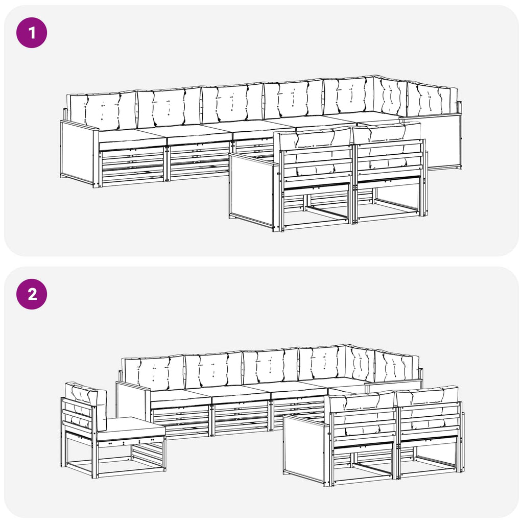 Outdoor-Sofagarnitur mit Kissen 8 pcs Natürlich und Hellgrau