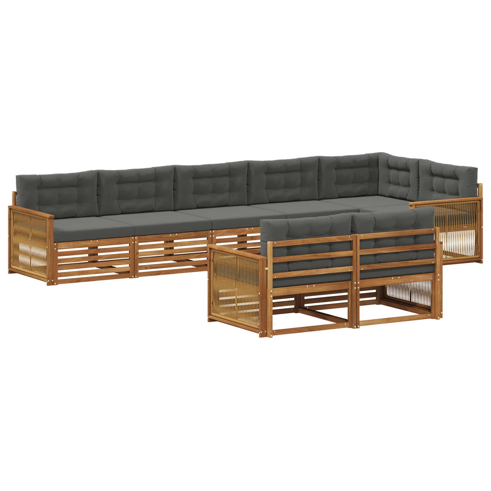 Outdoor-Sofagarnitur mit Kissen 8 pcs Natur und Anthrazit