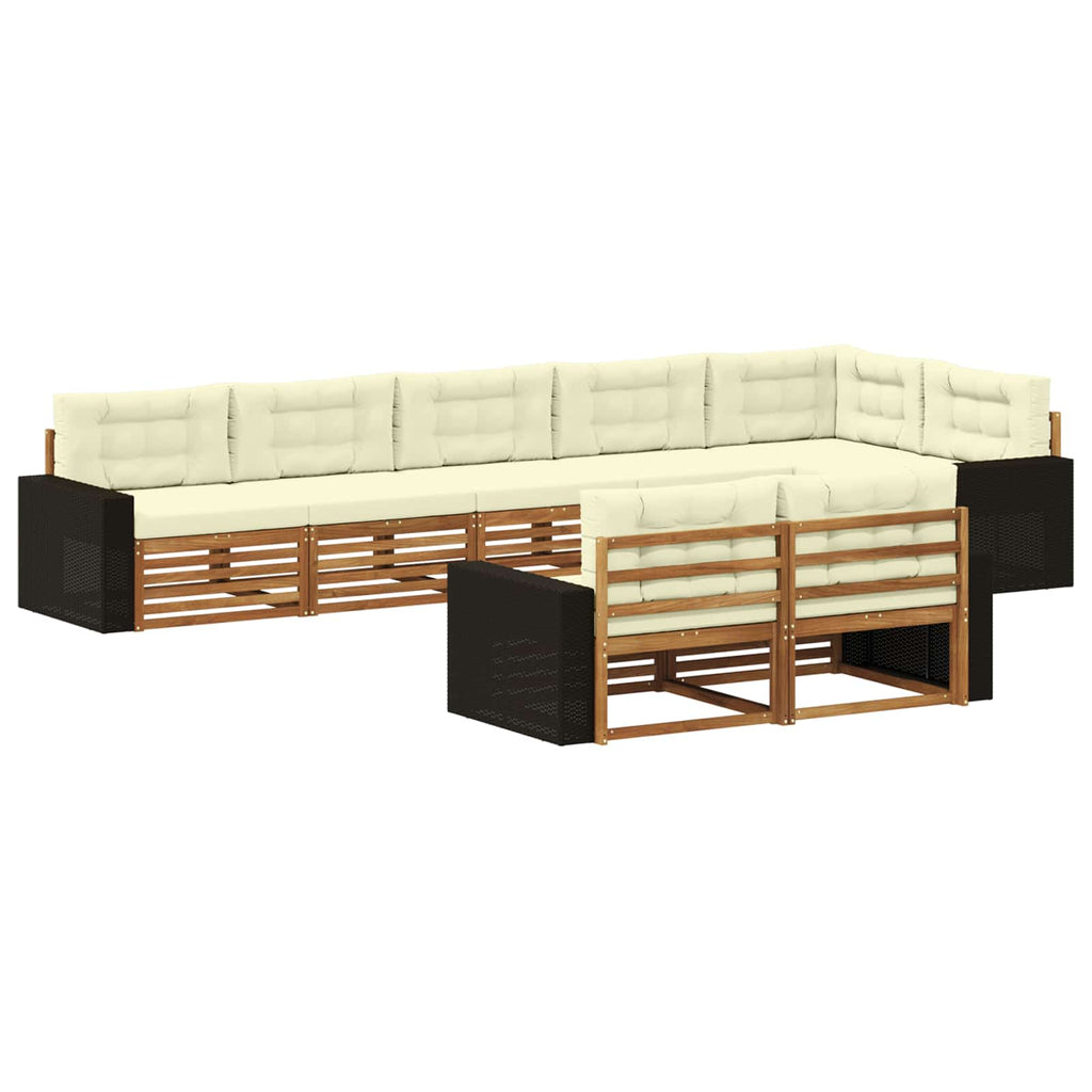 Outdoor-Sofagarnitur mit Kissen 8 pcs Natur und Creme