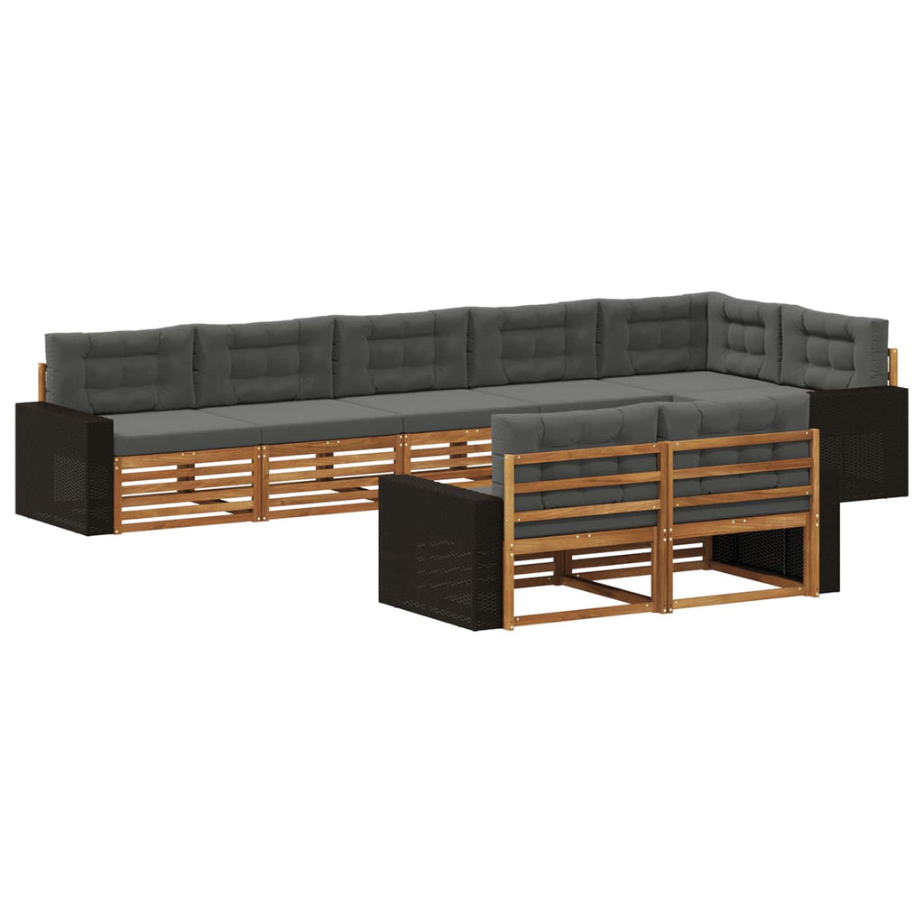 Outdoor-Sofagarnitur mit Kissen 8 pcs Natur und Anthrazit