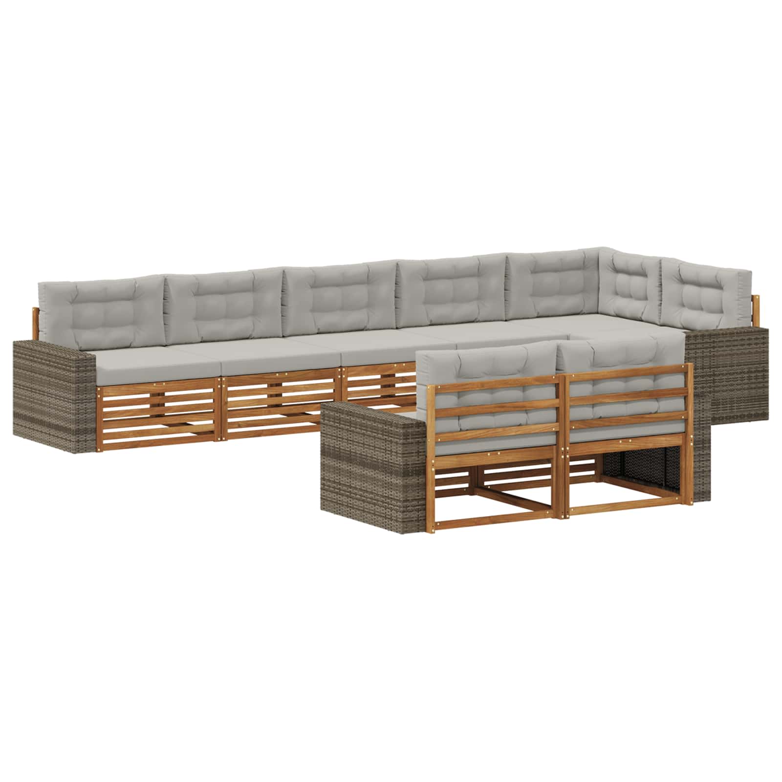 Outdoor-Sofagarnitur mit Kissen 8 pcs Natürlich und Hellgrau