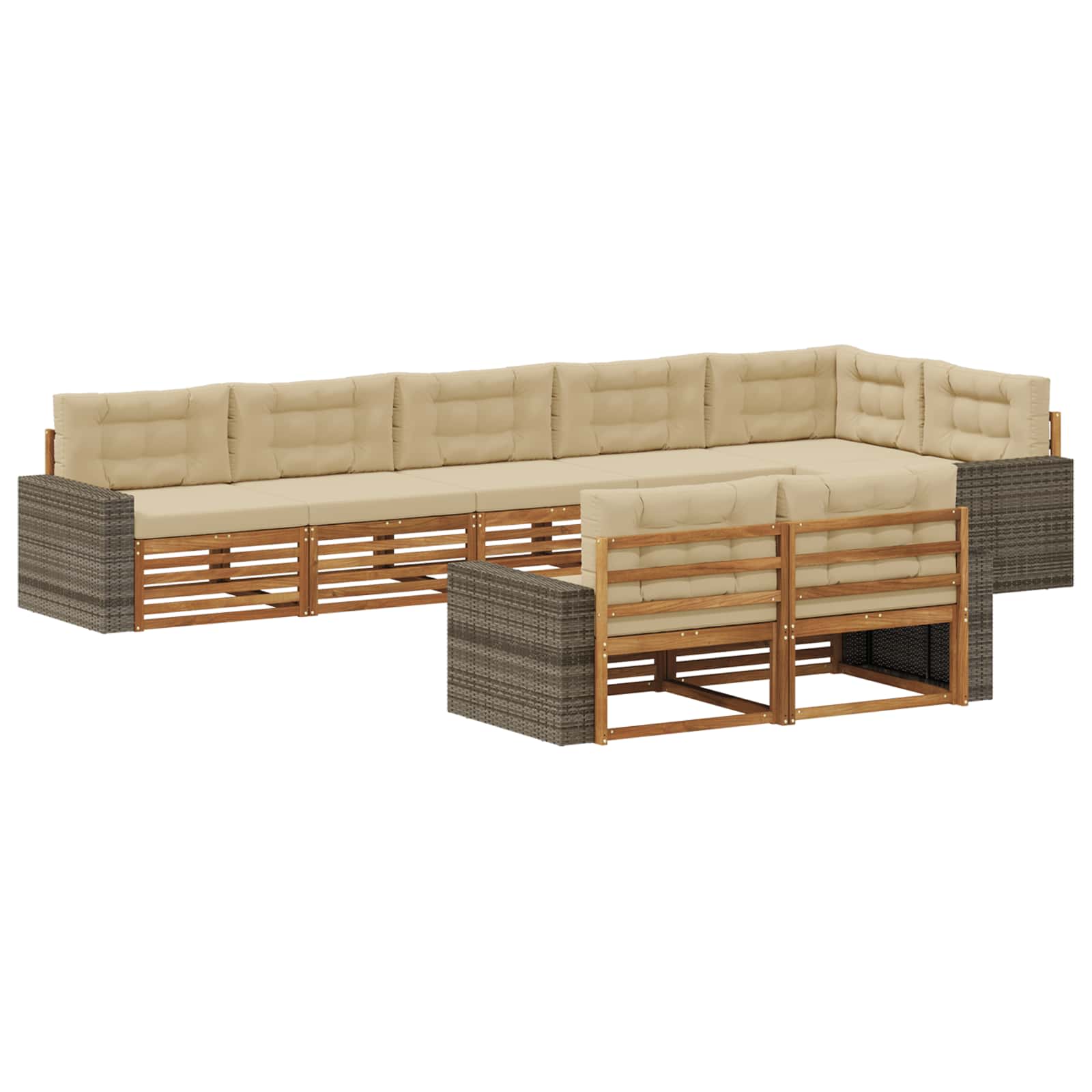Outdoor-Sofagarnitur mit Kissen 8 pcs Natur und Beige
