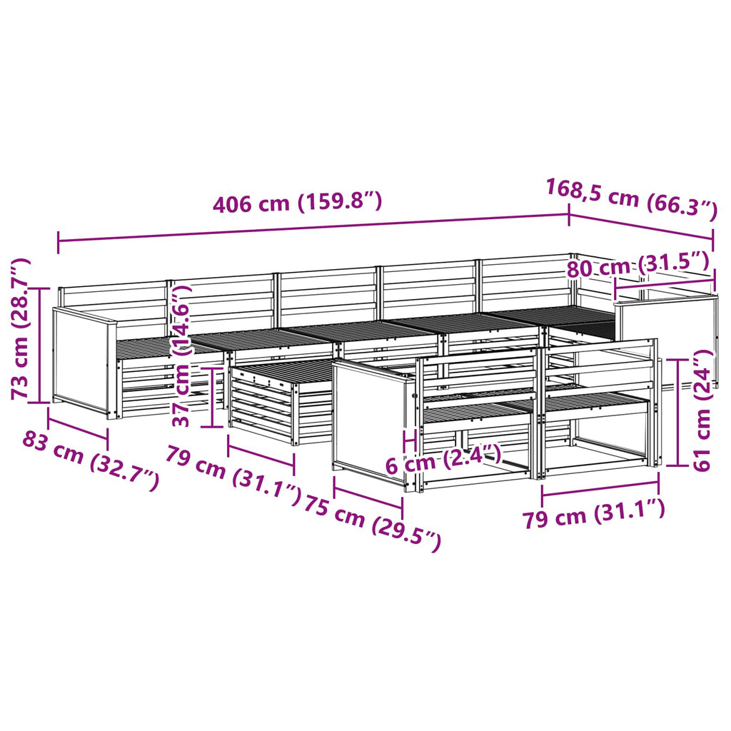 Outdoor-Sofagarnitur 9 pcs