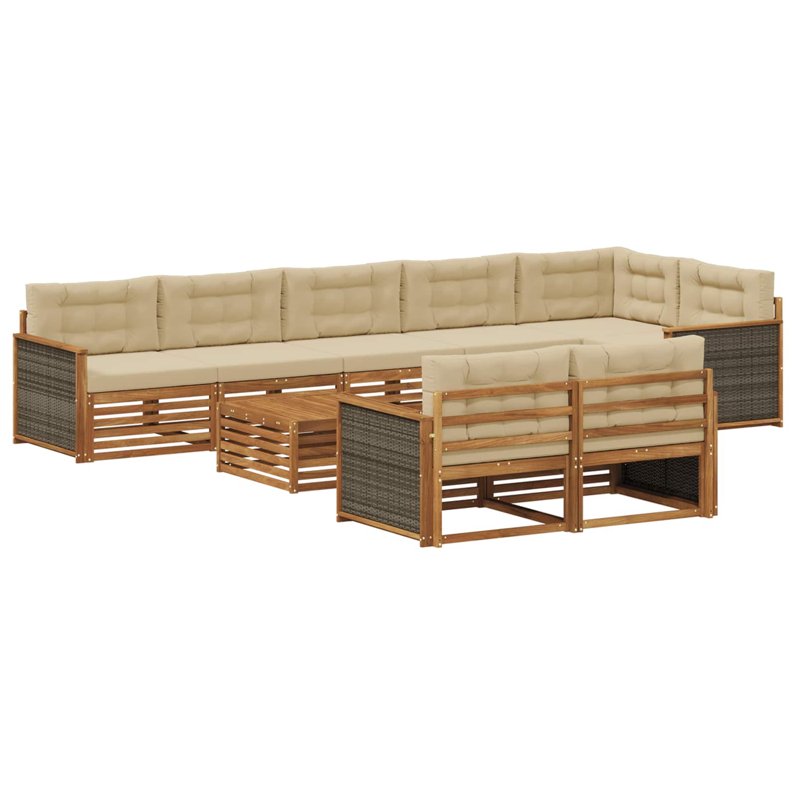 Outdoor-Sofagarnitur mit Kissen 9 pcs