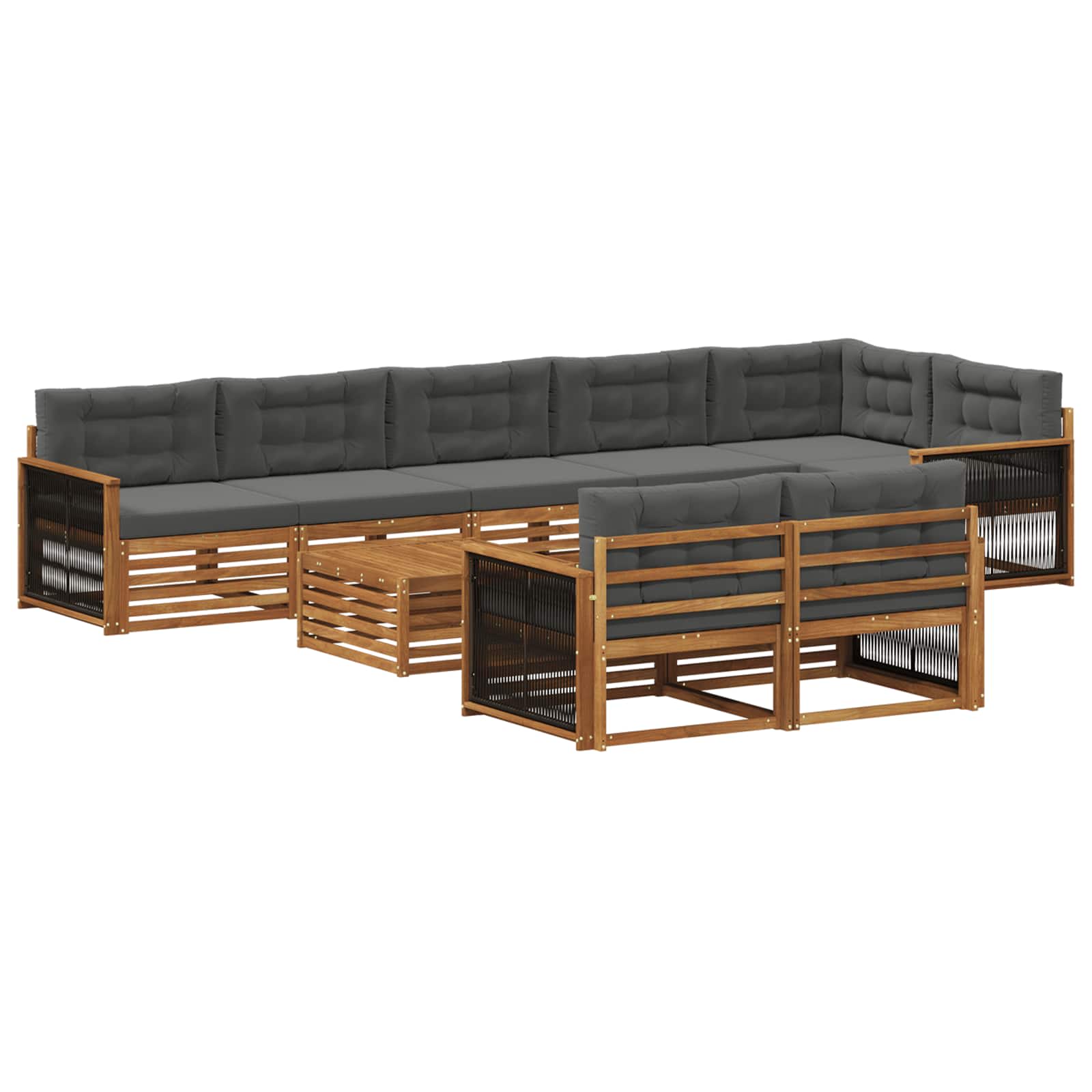 Outdoor-Sofagarnitur mit Kissen 9 pcs