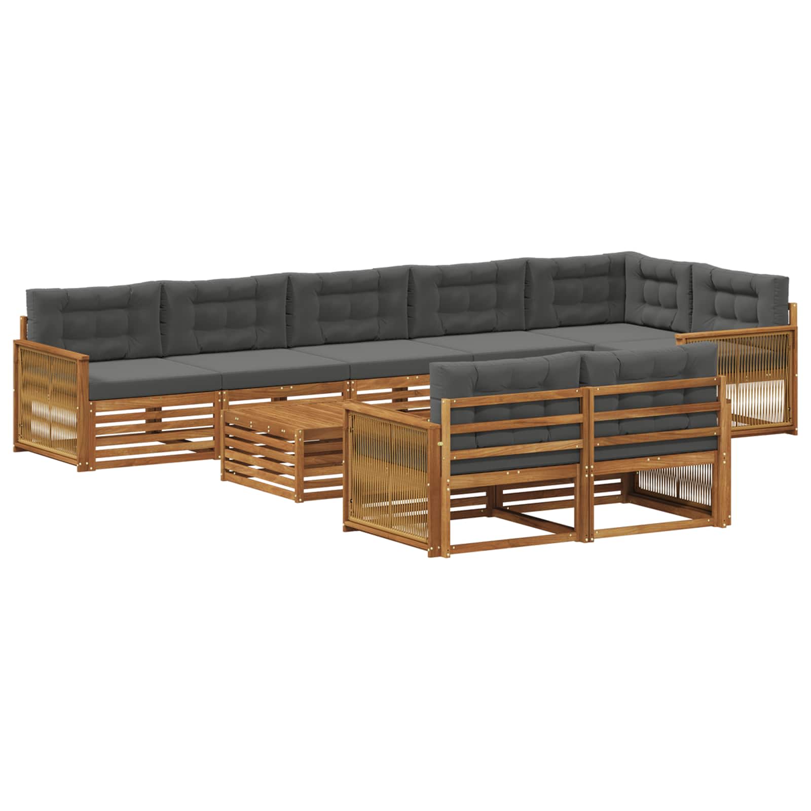 Outdoor-Sofagarnitur mit Kissen 9 pcs