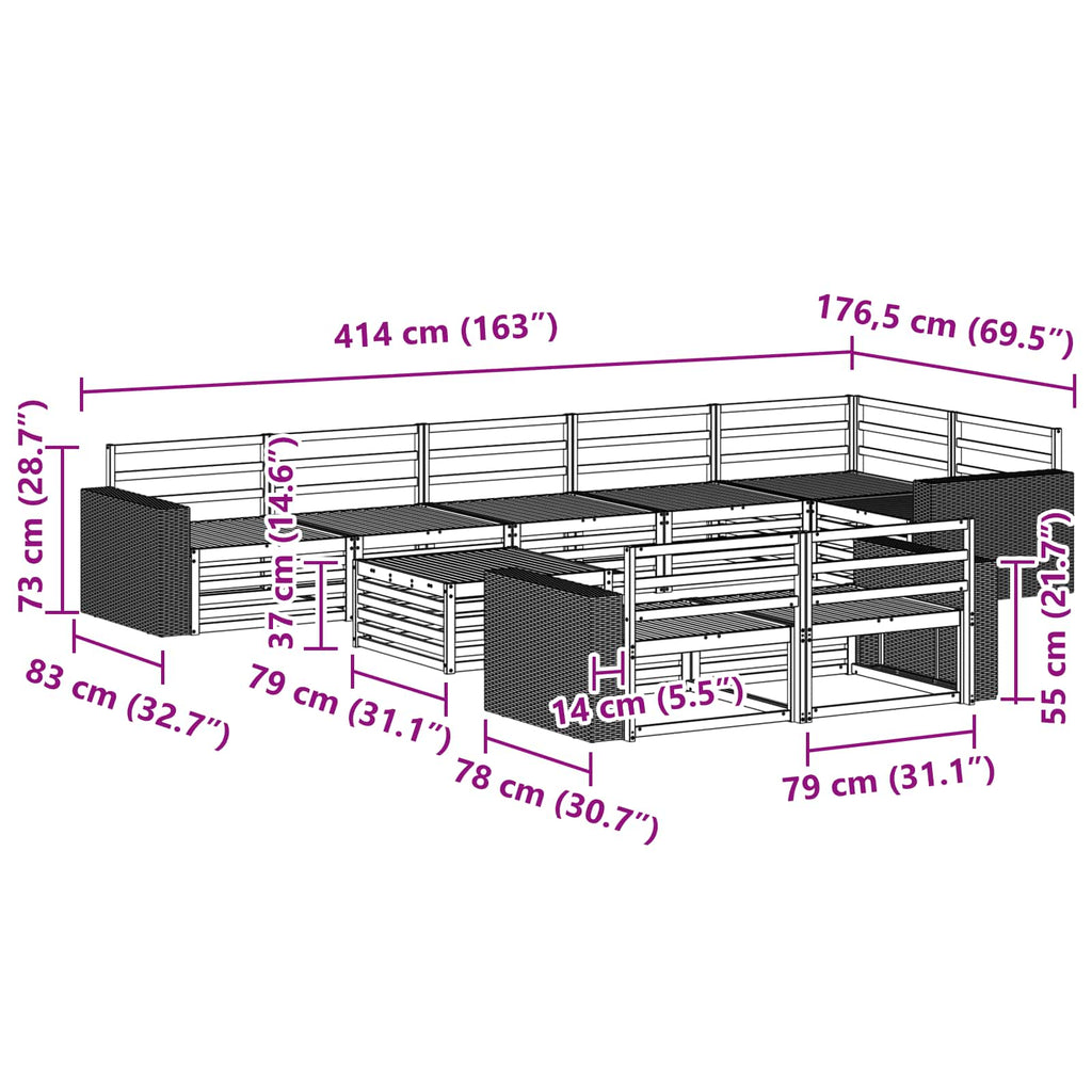 Outdoor-Sofagarnitur 9 pcs