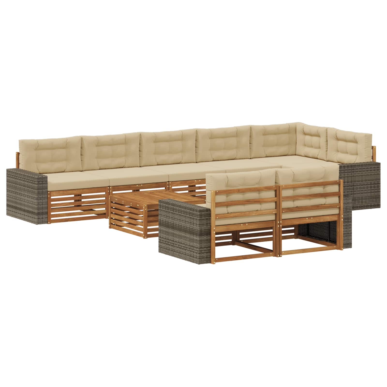 Outdoor-Sofagarnitur mit Kissen 9 pcs