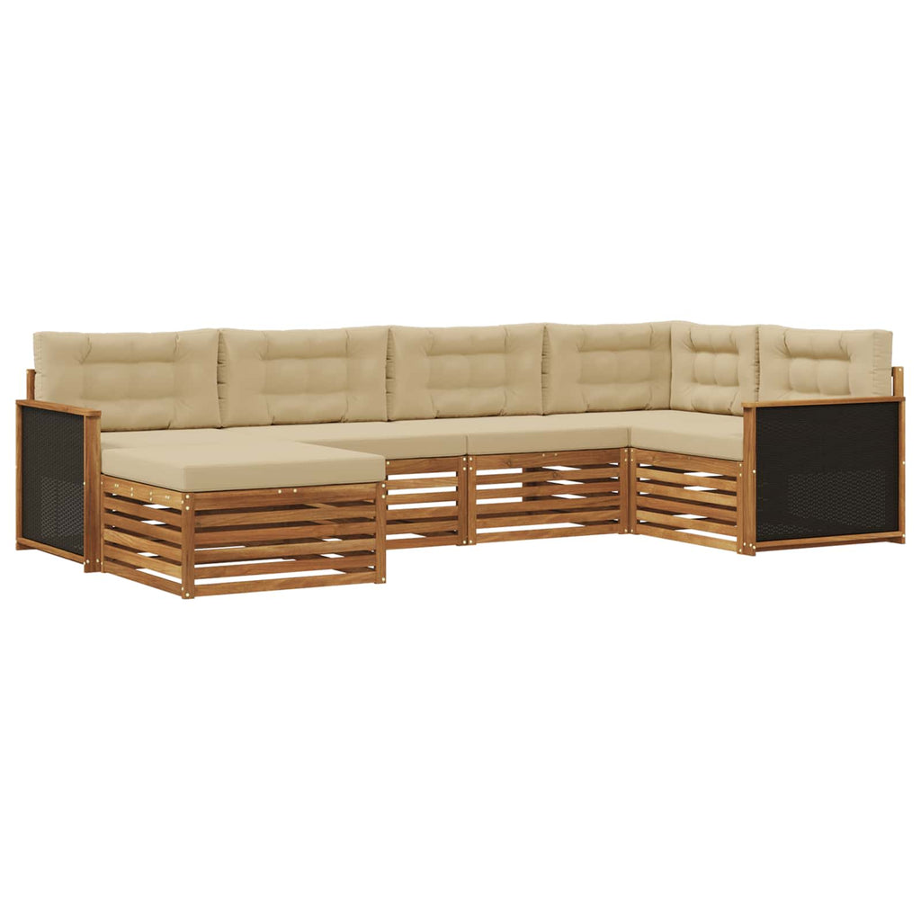 Outdoor-Sofagarnitur mit Kissen 6 pcs Natur und Beige