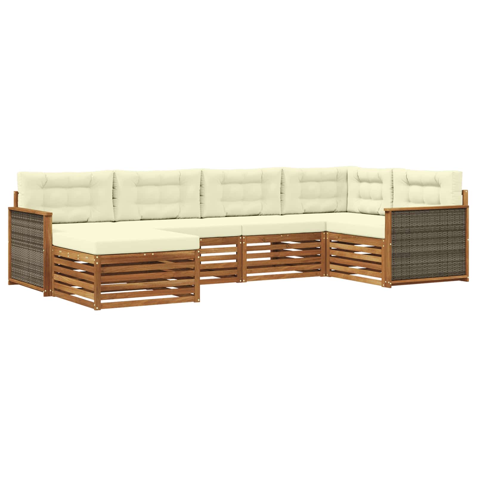 Outdoor-Sofagarnitur mit Kissen 6 pcs Natur und Creme