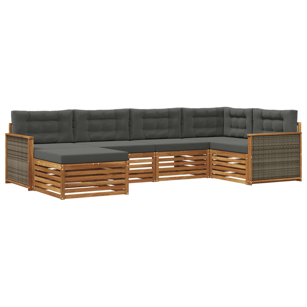 Outdoor-Sofagarnitur mit Kissen 6 pcs Natur und Anthrazit