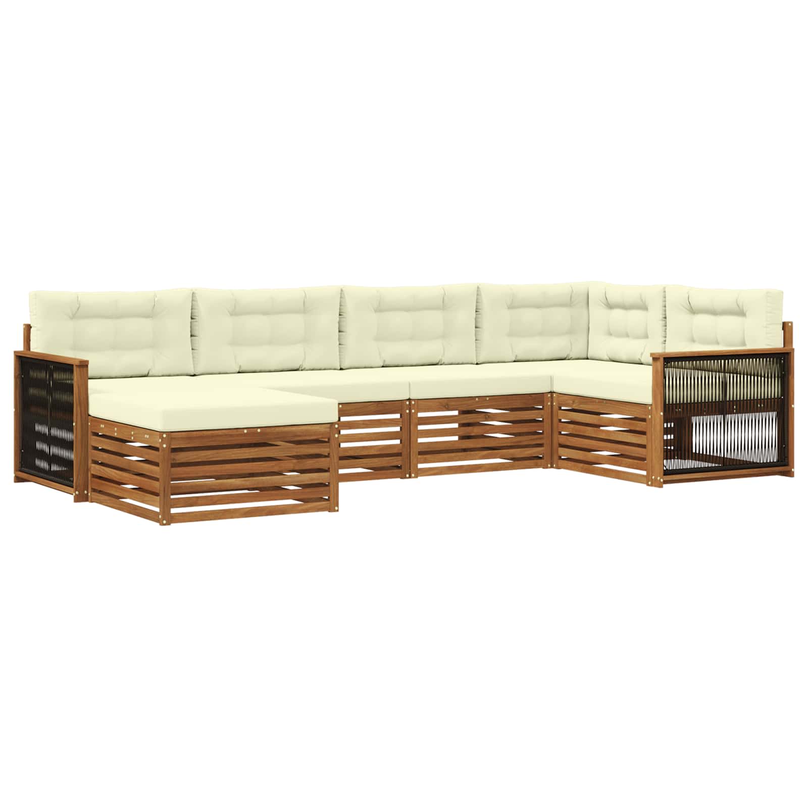 Outdoor-Sofagarnitur mit Kissen 6 pcs Natur und Creme