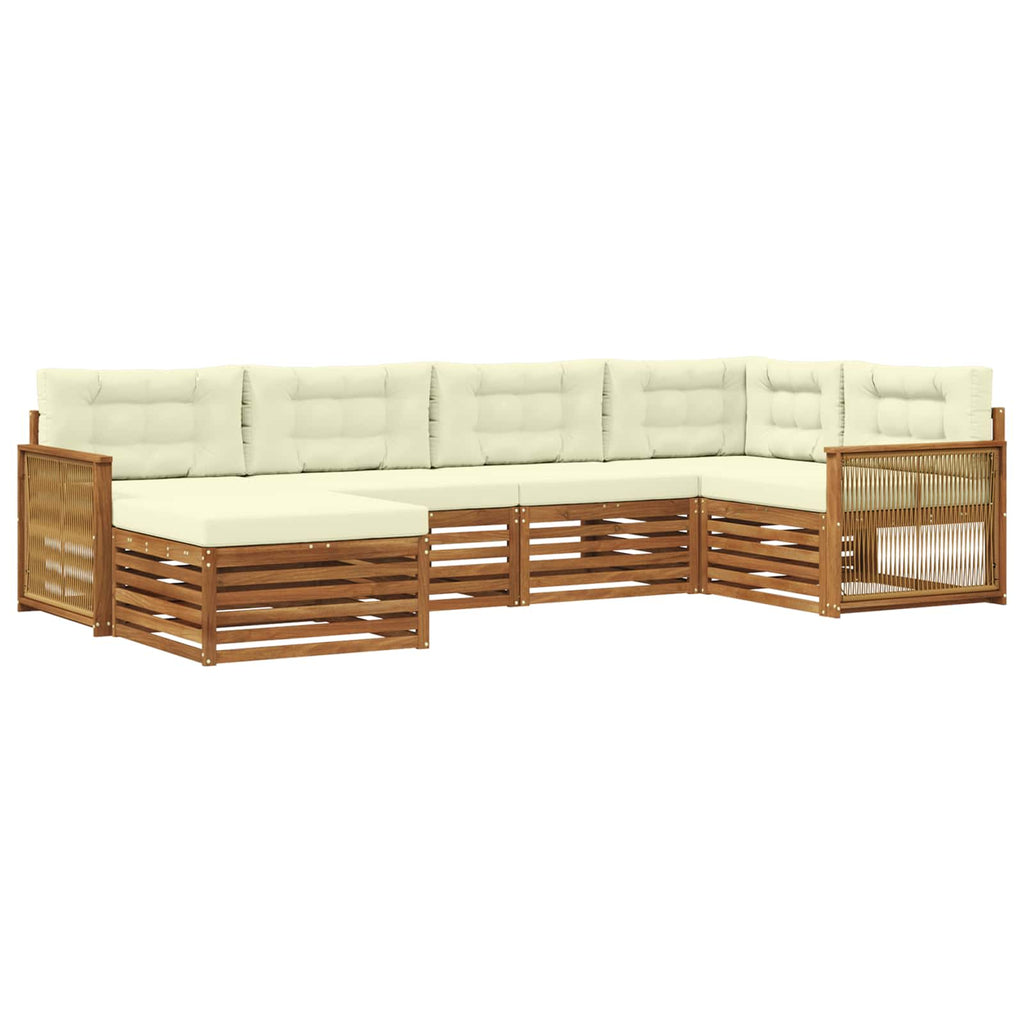 Outdoor-Sofagarnitur mit Kissen 6 pcs Natur und Creme