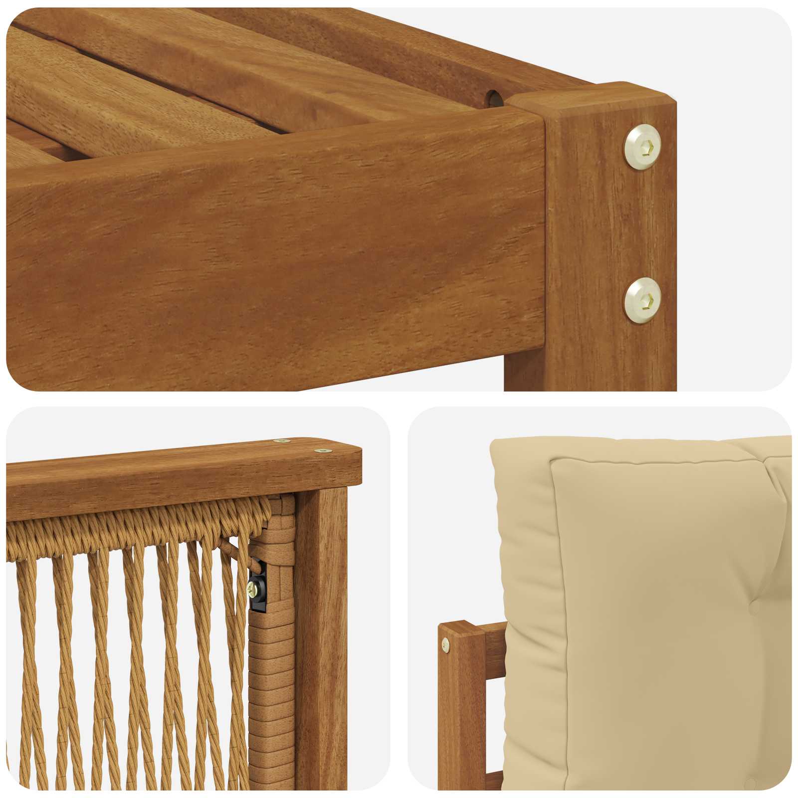 Outdoor-Sofagarnitur mit Kissen 6 pcs Natur und Beige