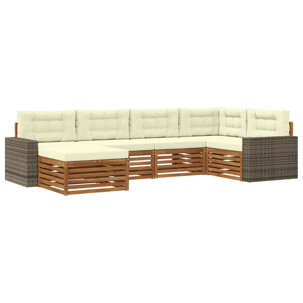 Outdoor-Sofagarnitur mit Kissen 6 pcs Natur und Creme