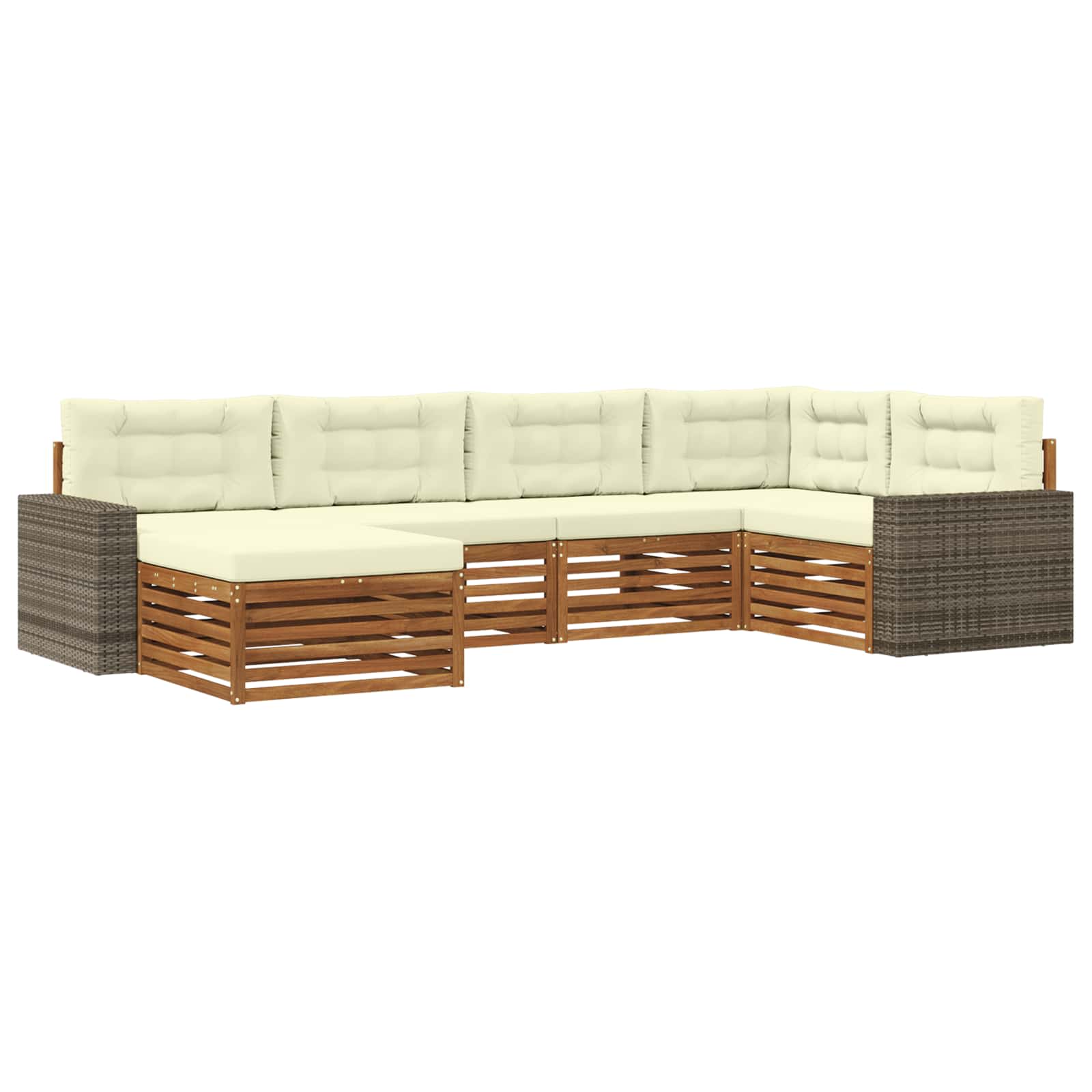 Outdoor-Sofagarnitur mit Kissen 6 pcs Natur und Creme
