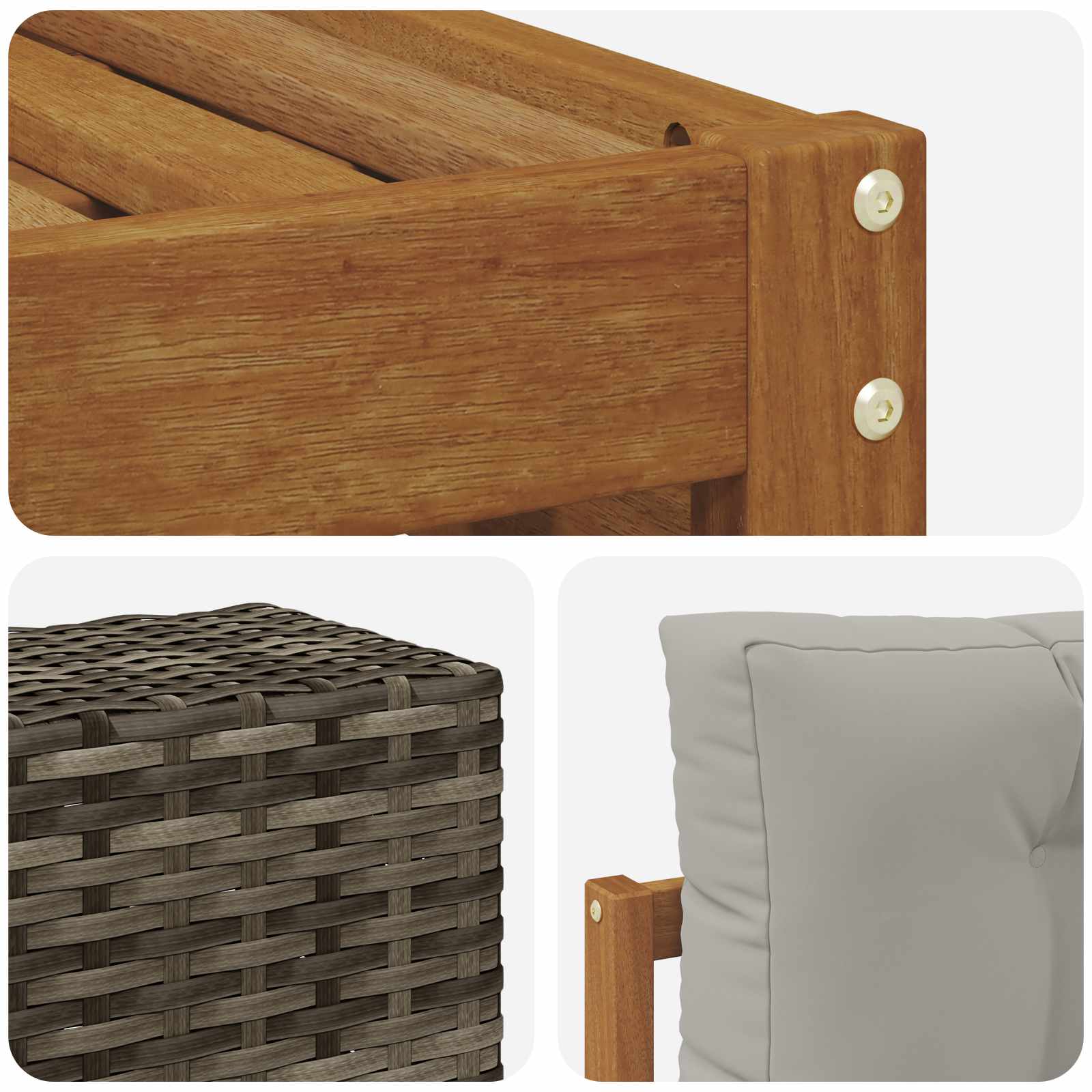 Outdoor-Sofagarnitur mit Kissen 6 pcs Natürlich und Hellgrau