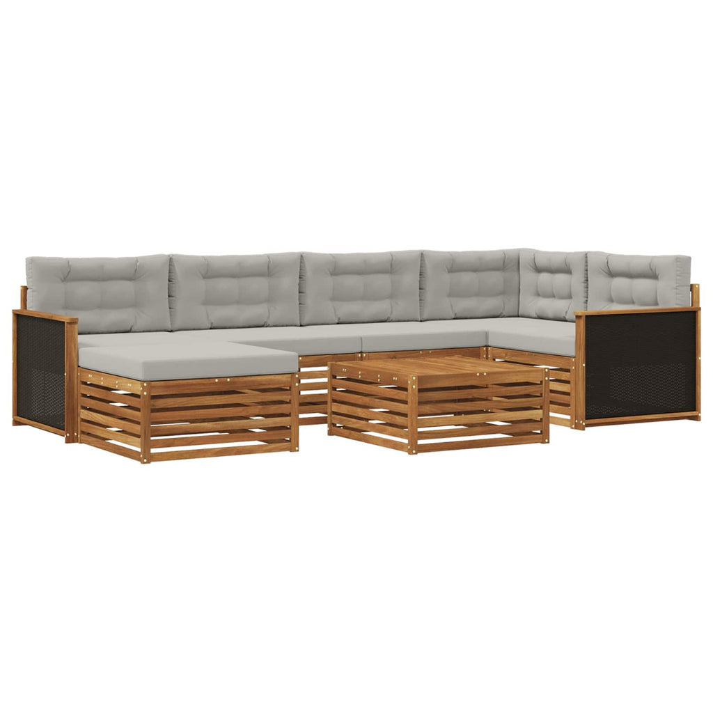 Outdoor-Sofagarnitur mit Kissen 7 pcs Natürlich und Hellgrau