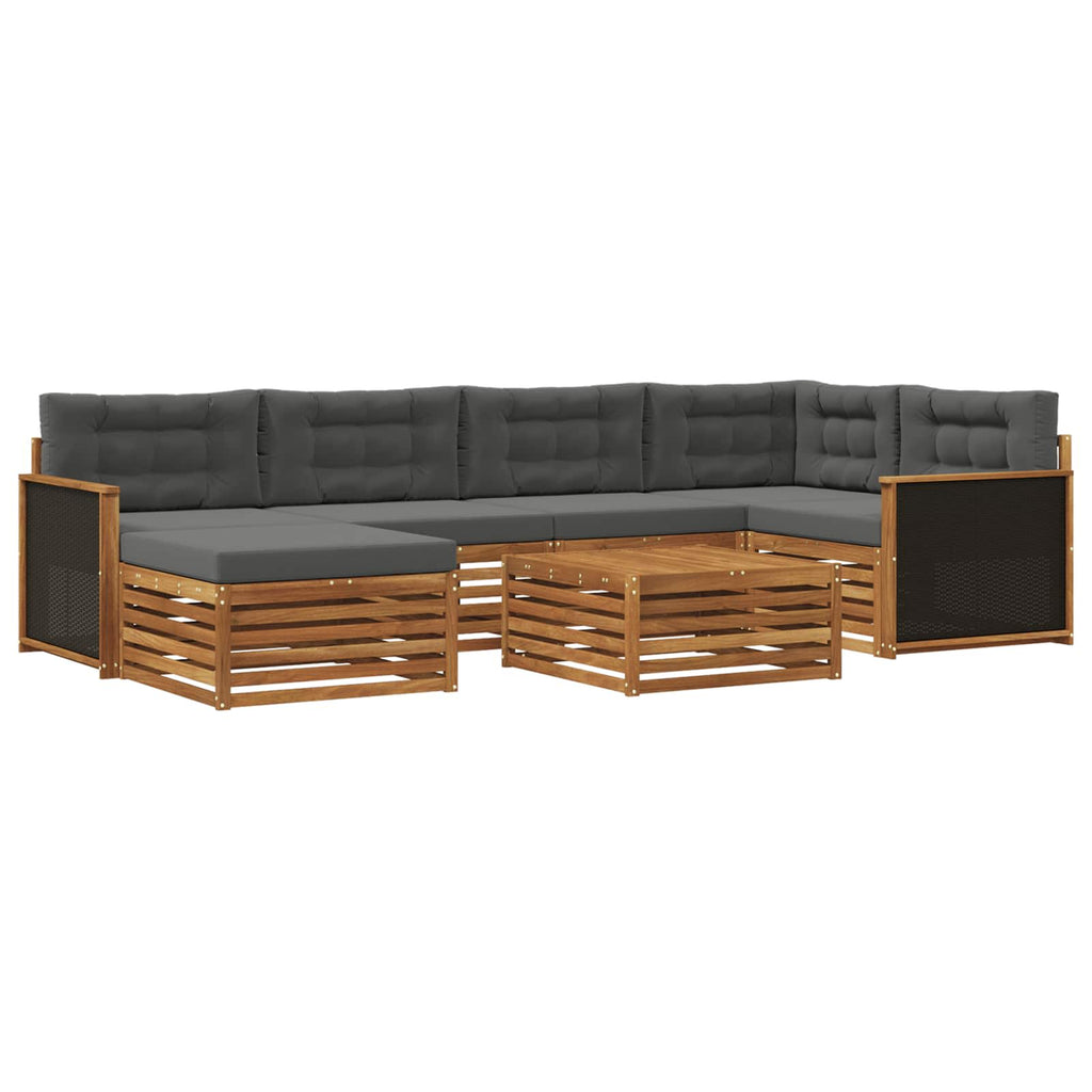 Outdoor-Sofagarnitur mit Kissen 7 pcs Natur und Anthrazit