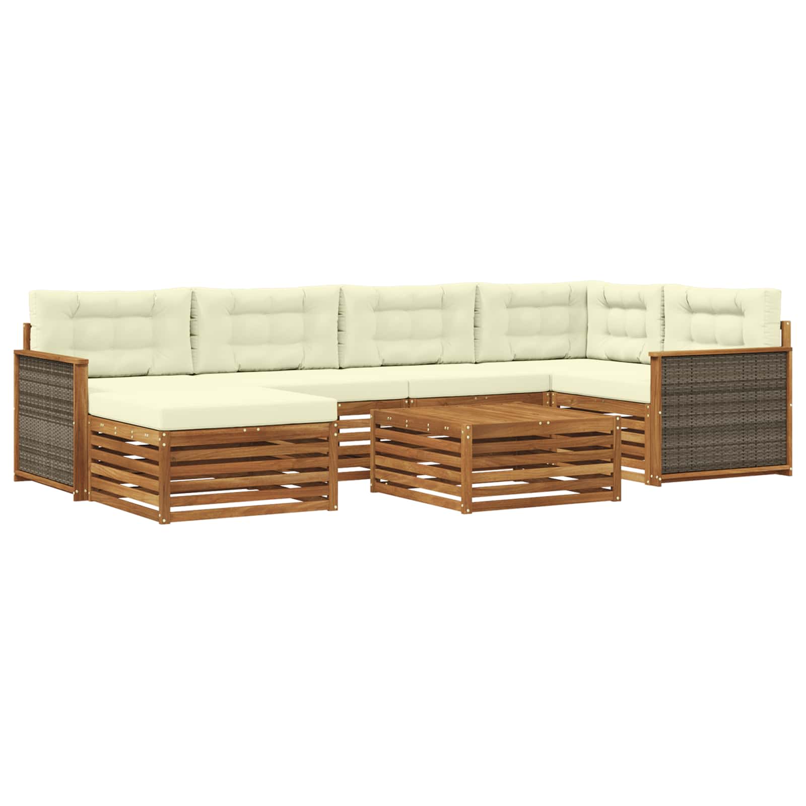 Outdoor-Sofagarnitur mit Kissen 7 pcs Natur und Creme