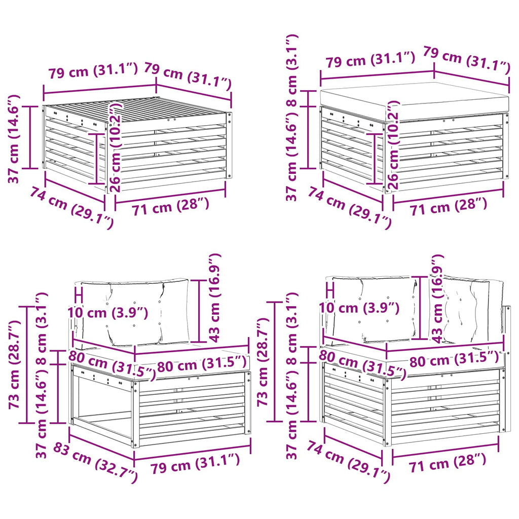 Outdoor-Sofagarnitur mit Kissen 7 pcs Natur und Creme