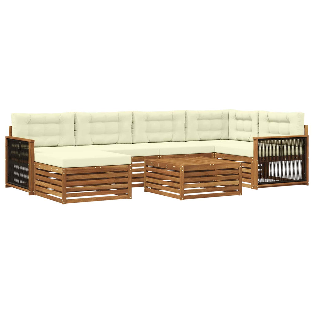 Outdoor-Sofagarnitur mit Kissen 7 pcs Natur und Creme