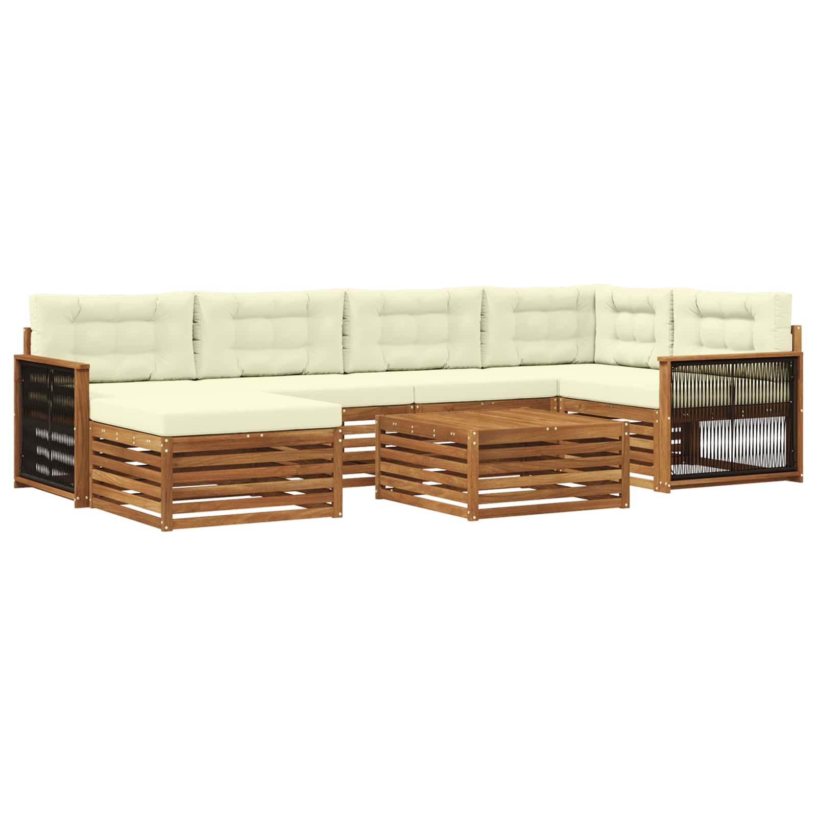 Outdoor-Sofagarnitur mit Kissen 7 pcs Natur und Creme