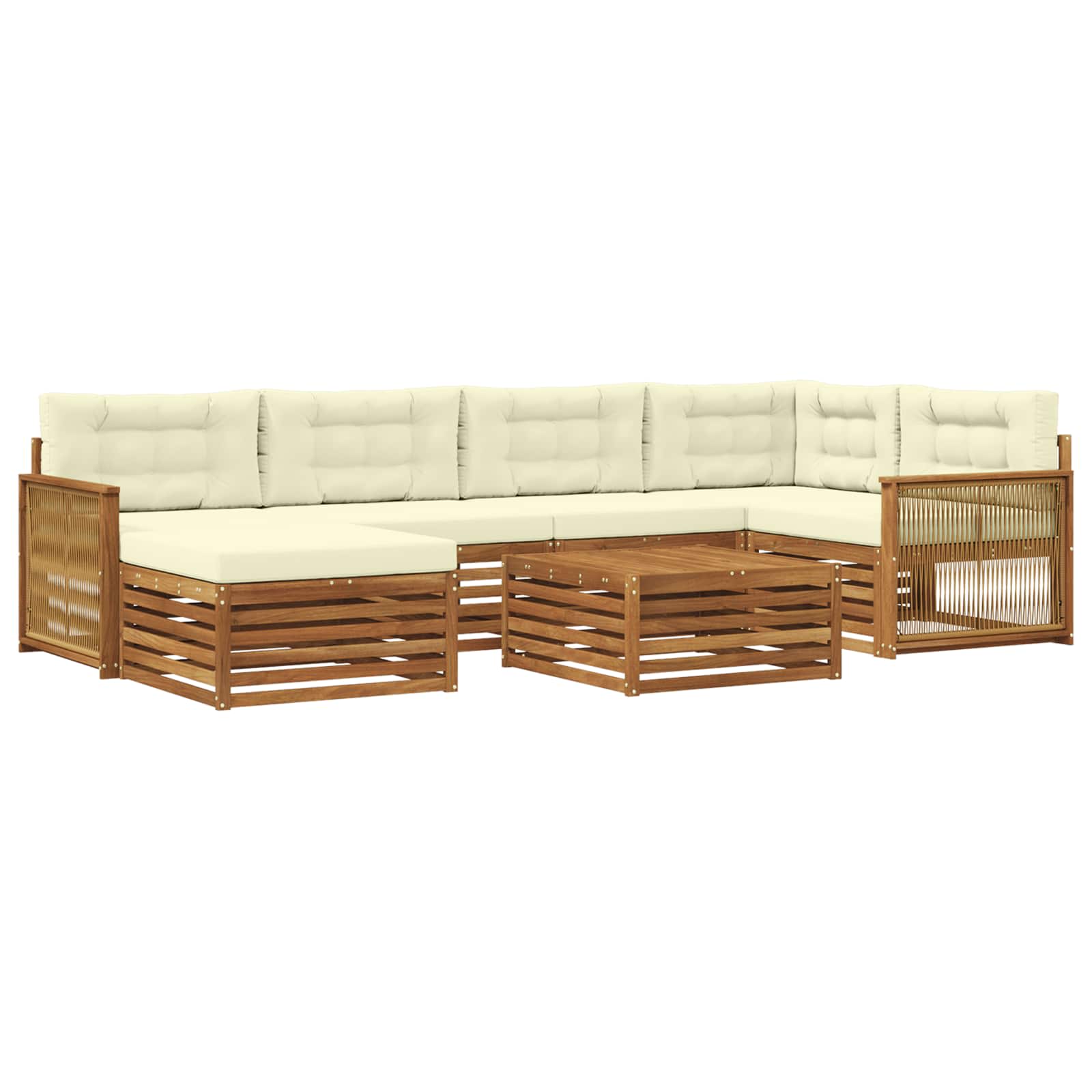 Outdoor-Sofagarnitur mit Kissen 7 pcs Natur und Creme