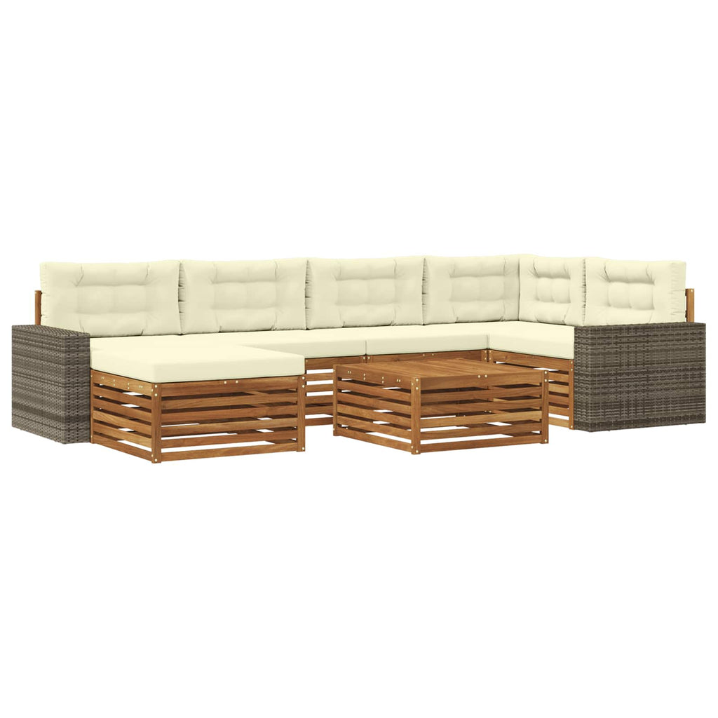 Outdoor-Sofagarnitur mit Kissen 7 pcs Natur und Creme