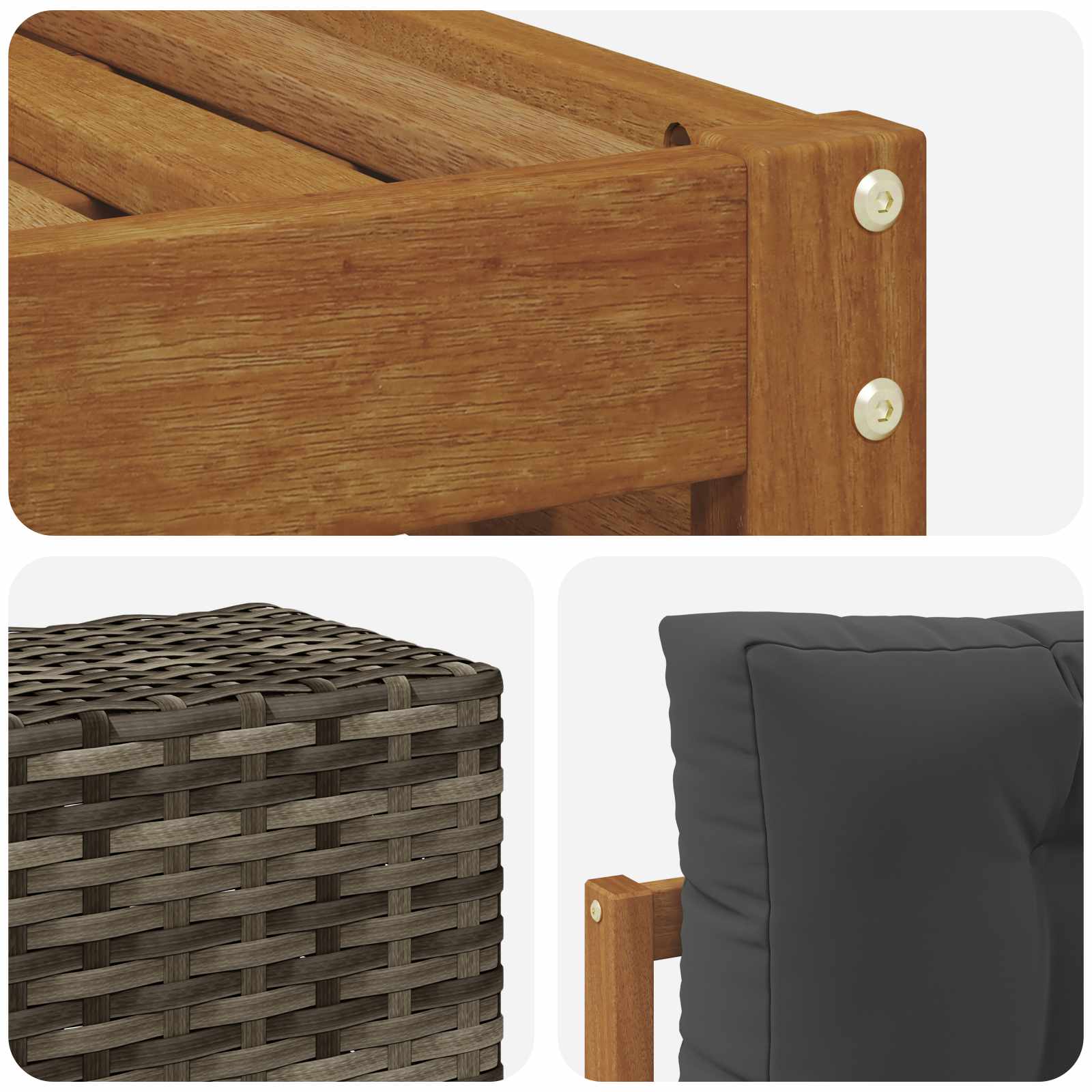 Outdoor-Sofagarnitur mit Kissen 7 pcs Natur und Anthrazit
