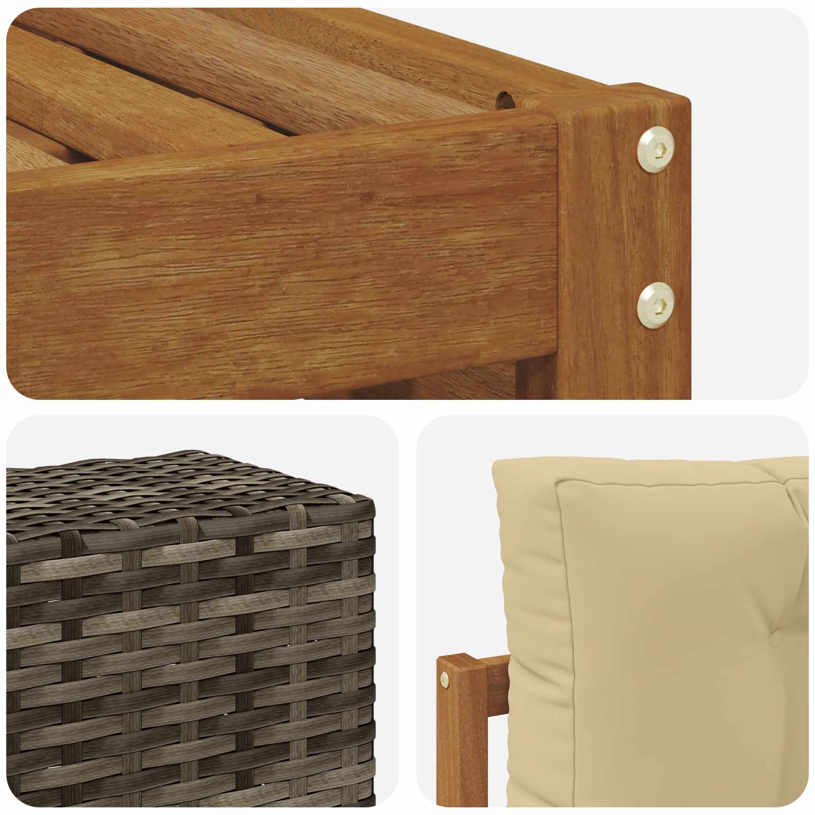 Outdoor-Sofagarnitur mit Kissen 7 pcs Natur und Beige