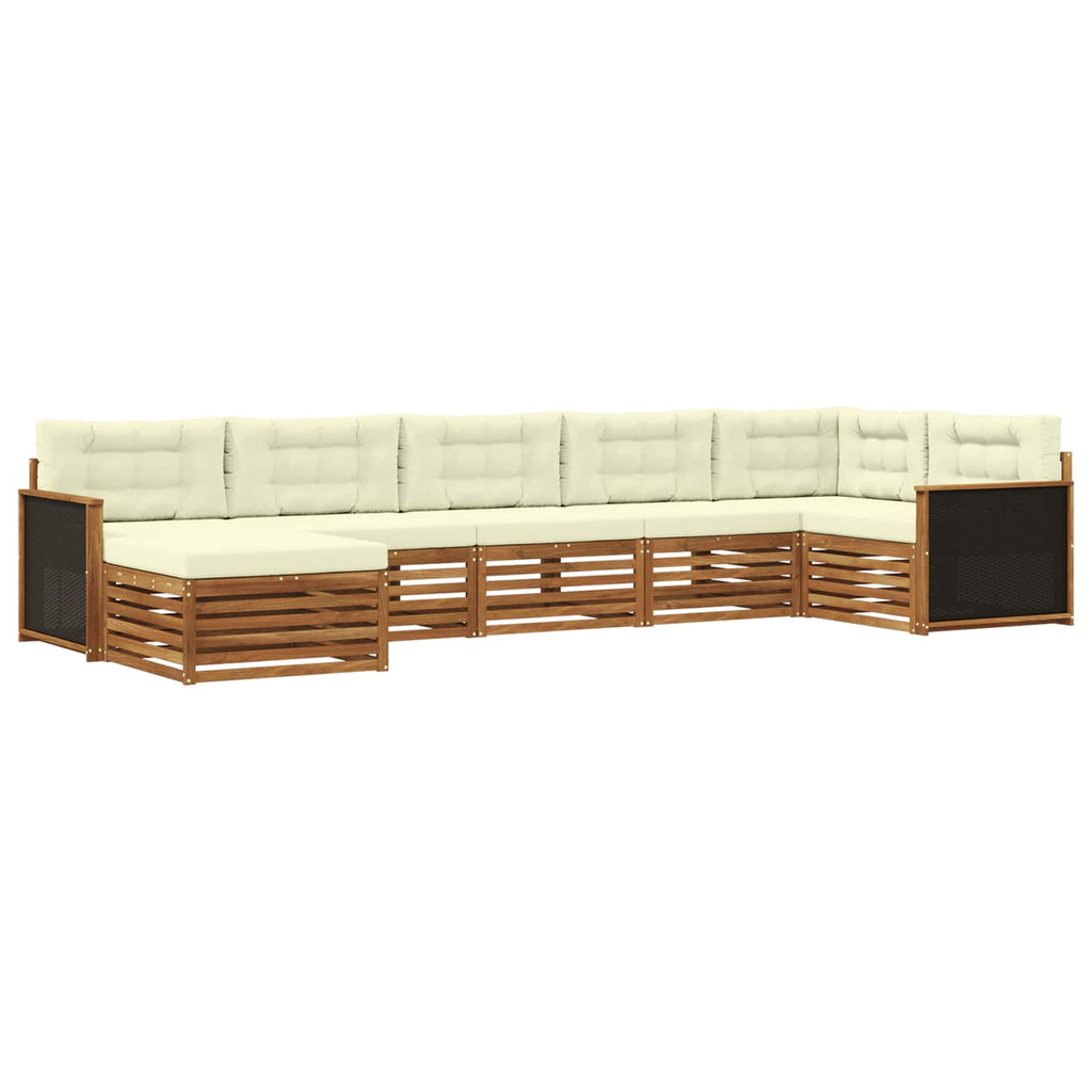 Outdoor-Sofagarnitur mit Kissen 7 pcs Natur und Creme