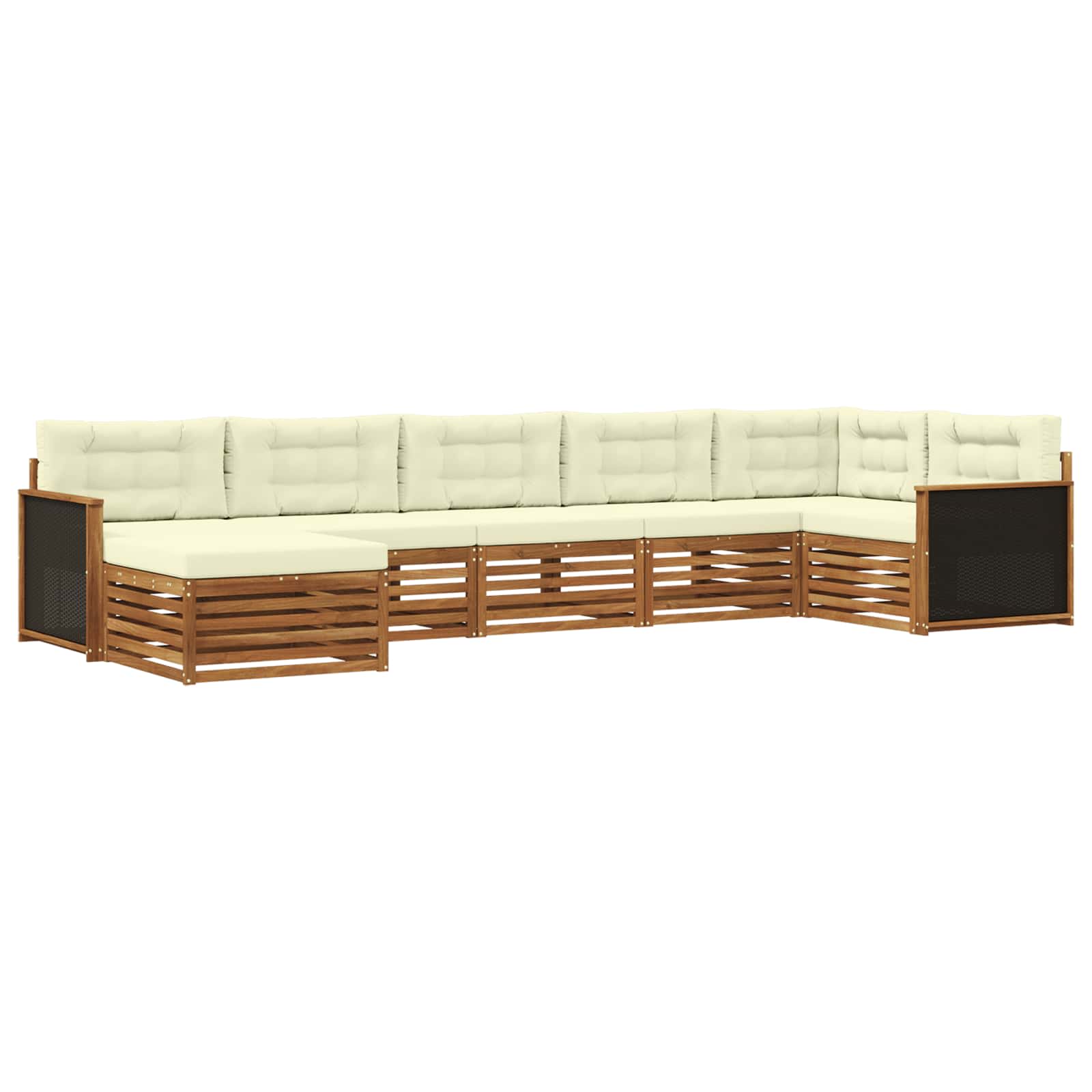Outdoor-Sofagarnitur mit Kissen 7 pcs Natur und Creme