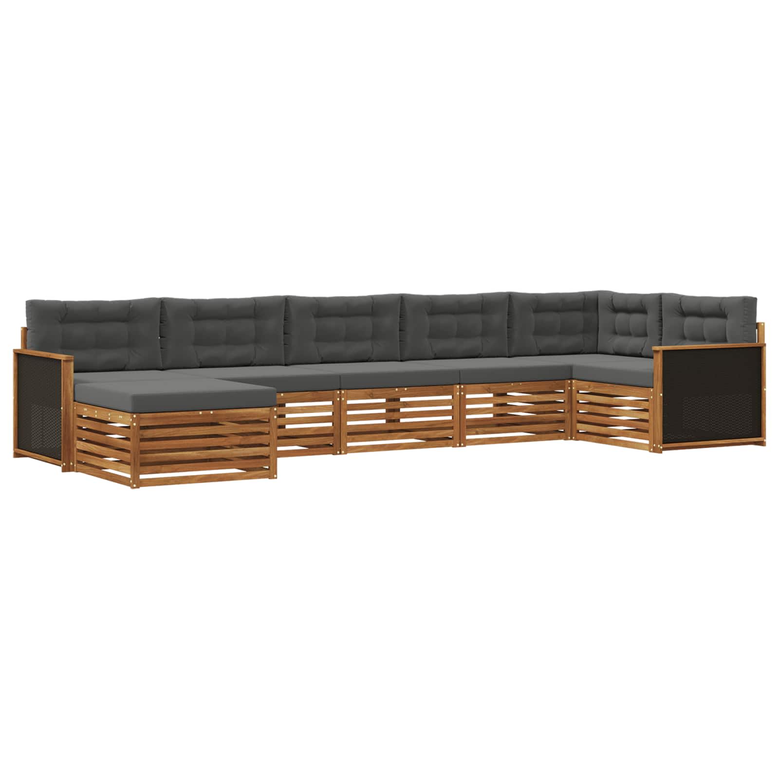 Outdoor-Sofagarnitur mit Kissen 7 pcs Natur und Anthrazit