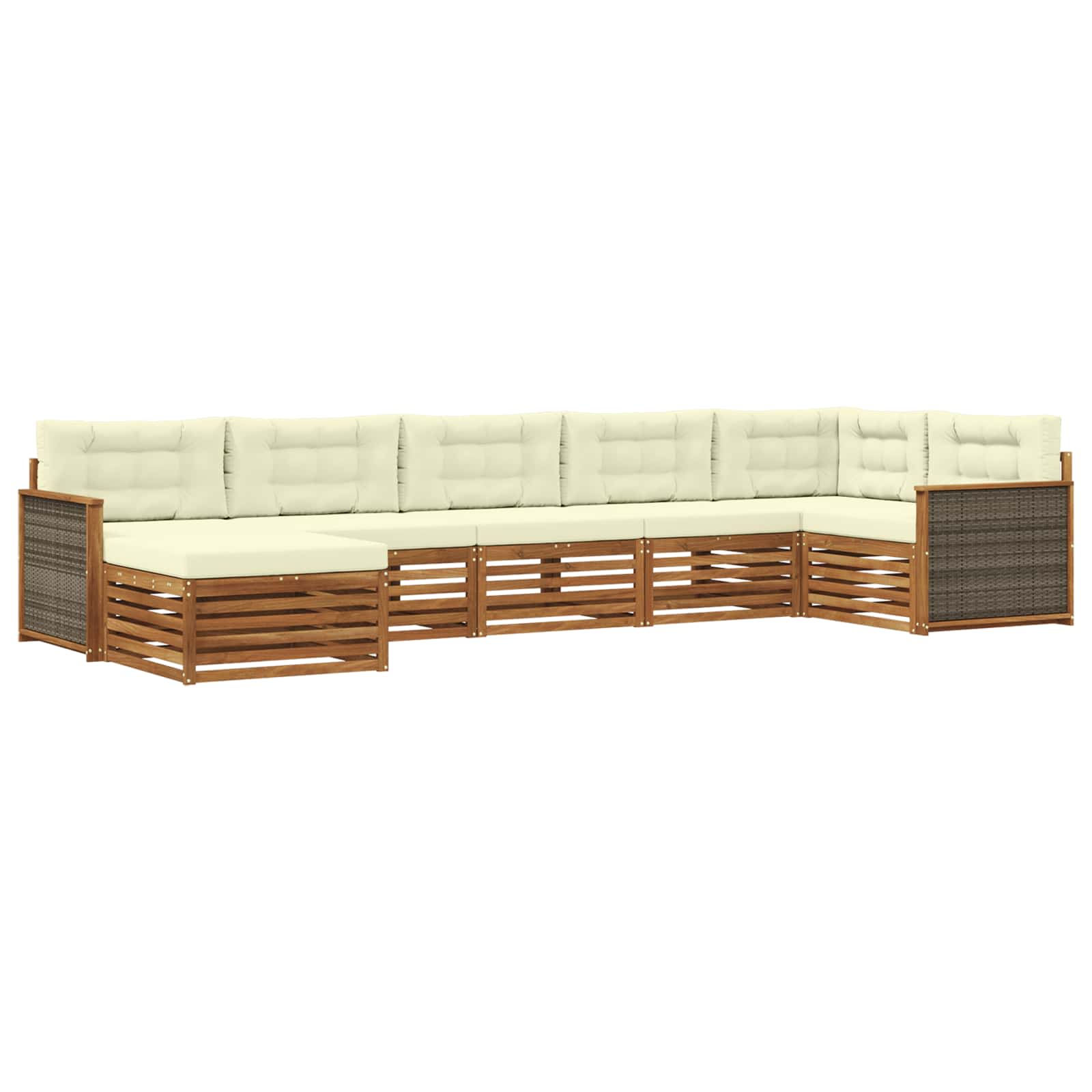 Outdoor-Sofagarnitur mit Kissen 7 pcs Natur und Creme